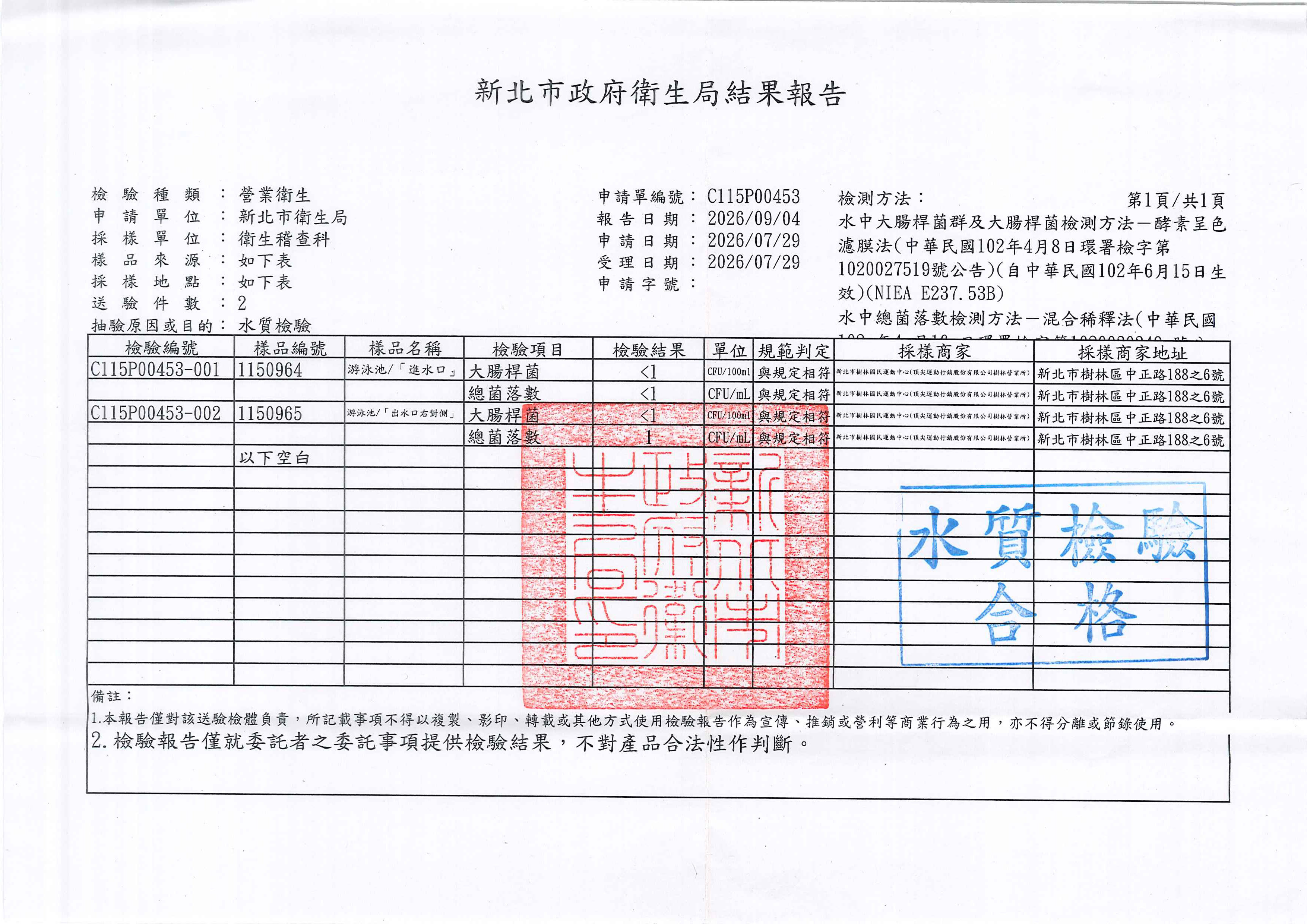 最新消息-【公告】2026年9月水質檢測。
